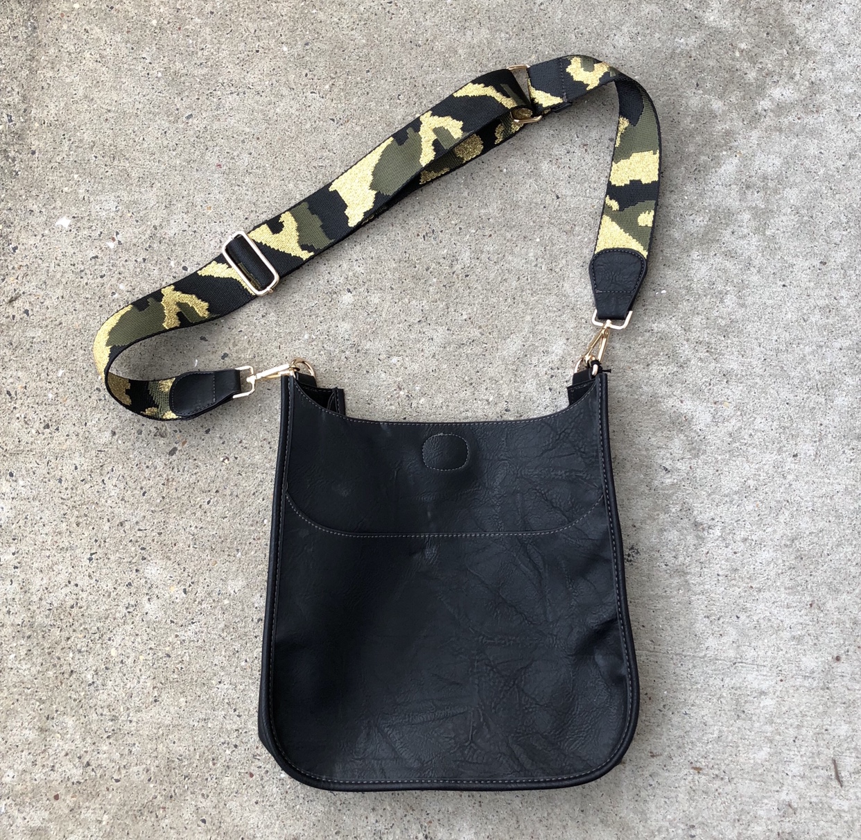 black vegan leather crossbody bag